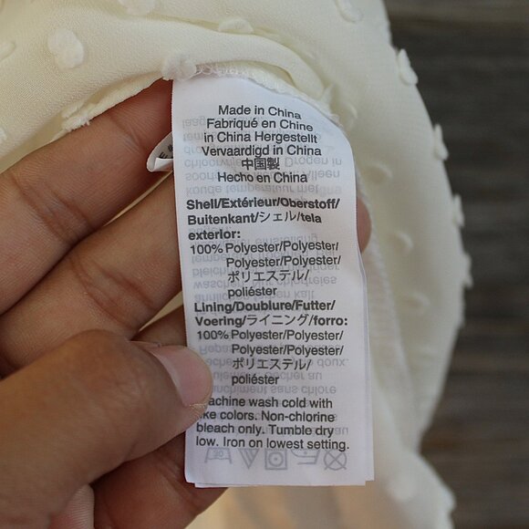 'J. Crew' white gathered bib swiss polka dots sheer top - Picture 7 of 8